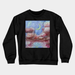 landscape watercolor aesthetic moon clouds Crewneck Sweatshirt